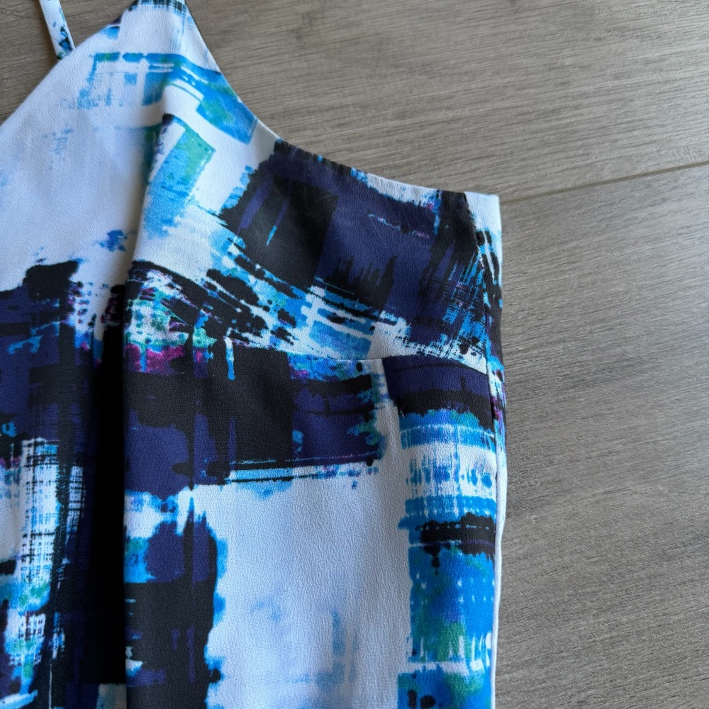 Vince Camuto Blue Black White Abstract Print Midi Dress - Picture 5 of 9
